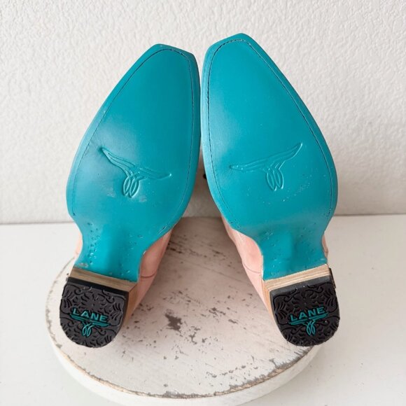 Lane LEXINGTON Womens Pink Cowboy Boots 7 Western Cowgirl Mid Calf Pointed Toe - Picture 8 of 11